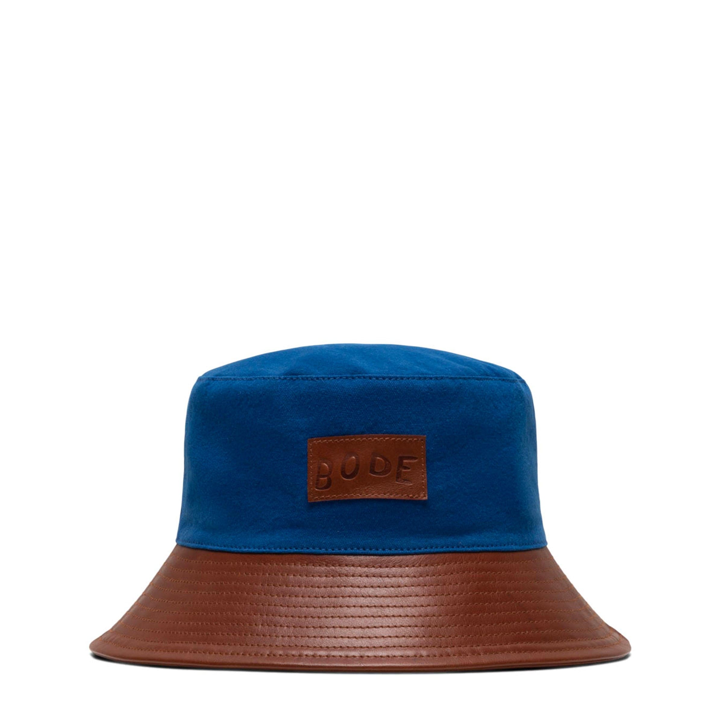 BODE Headwear TAN BLUE / O/S LEATHER BRIM BUCKET HAT