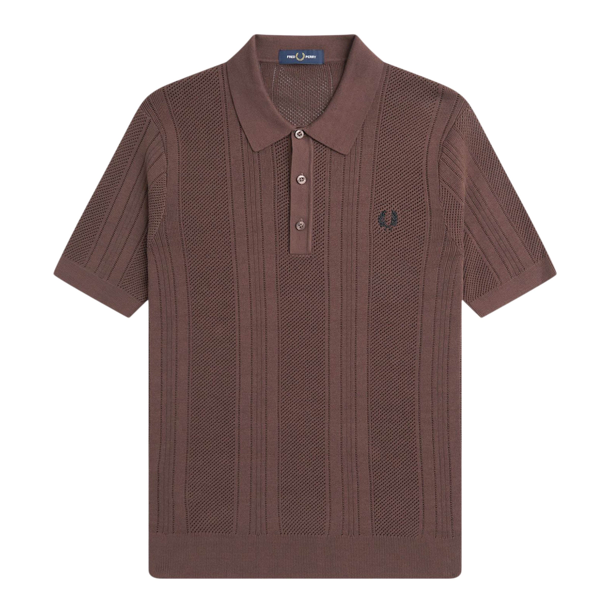 Fred Perry Shirts COTTON CROCHET KNIT POLO SHIRT