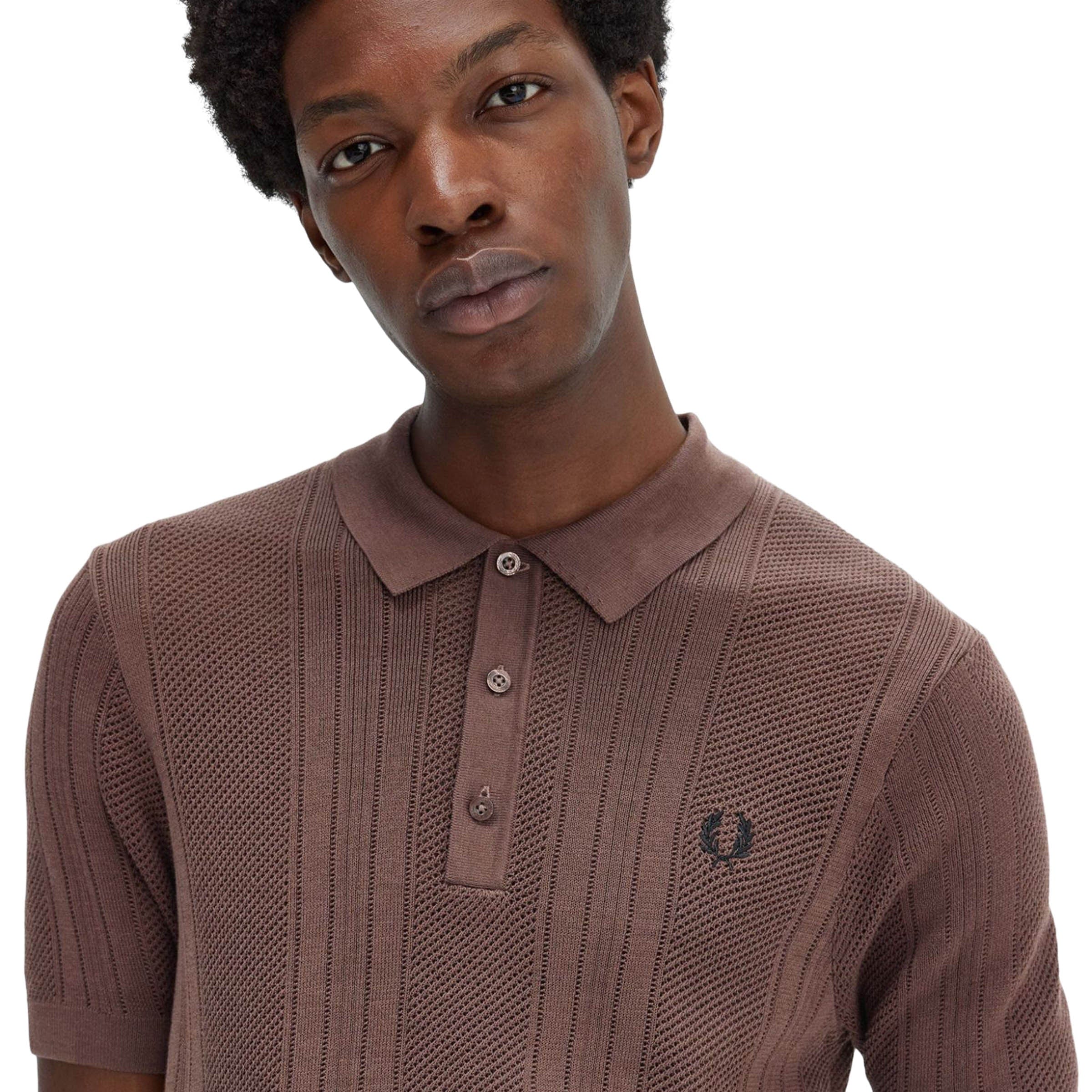 Fred Perry Shirts COTTON CROCHET KNIT POLO SHIRT