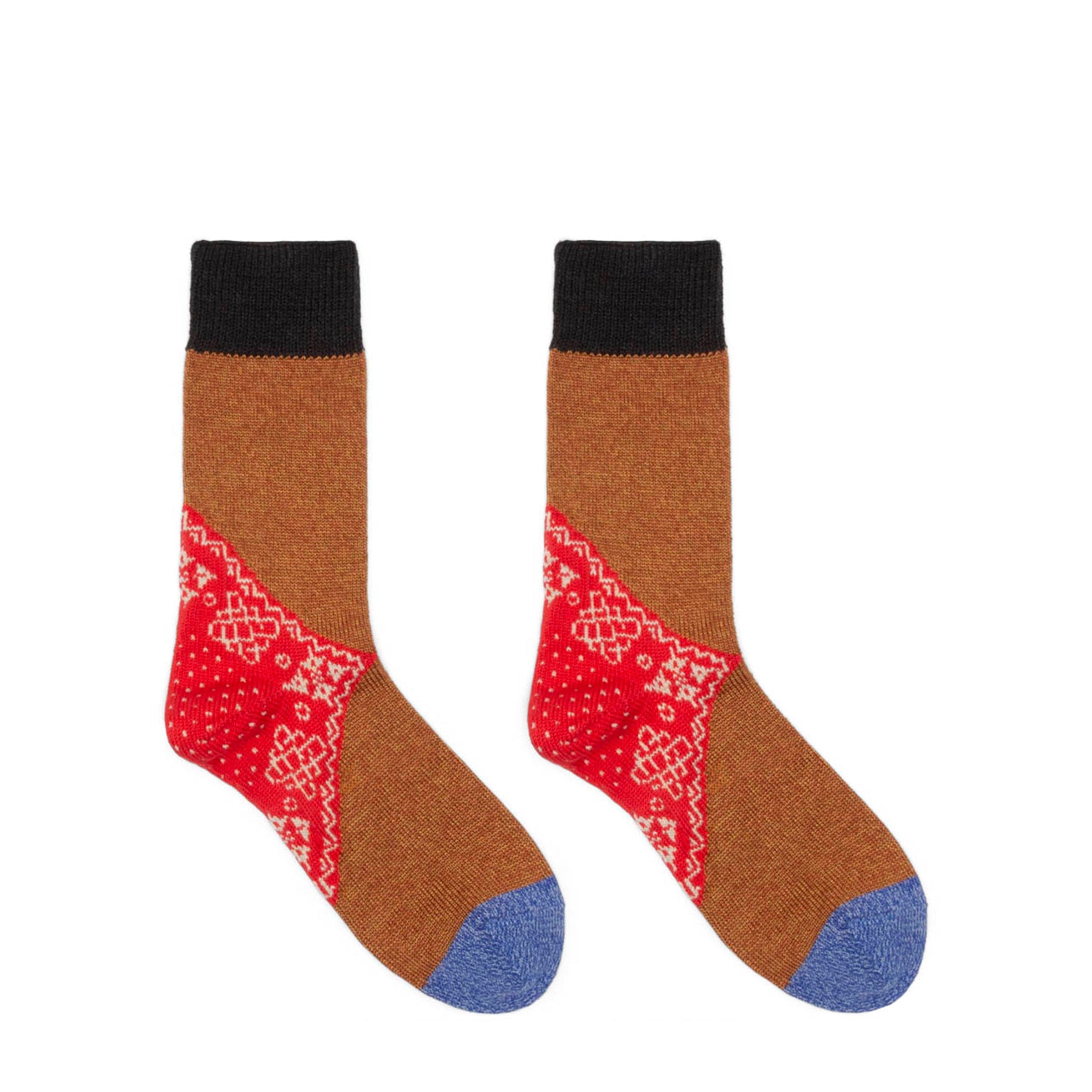 Kapital Socks RED / O/S 96 YARNS WOOL HEEL BANDANA SOCKS