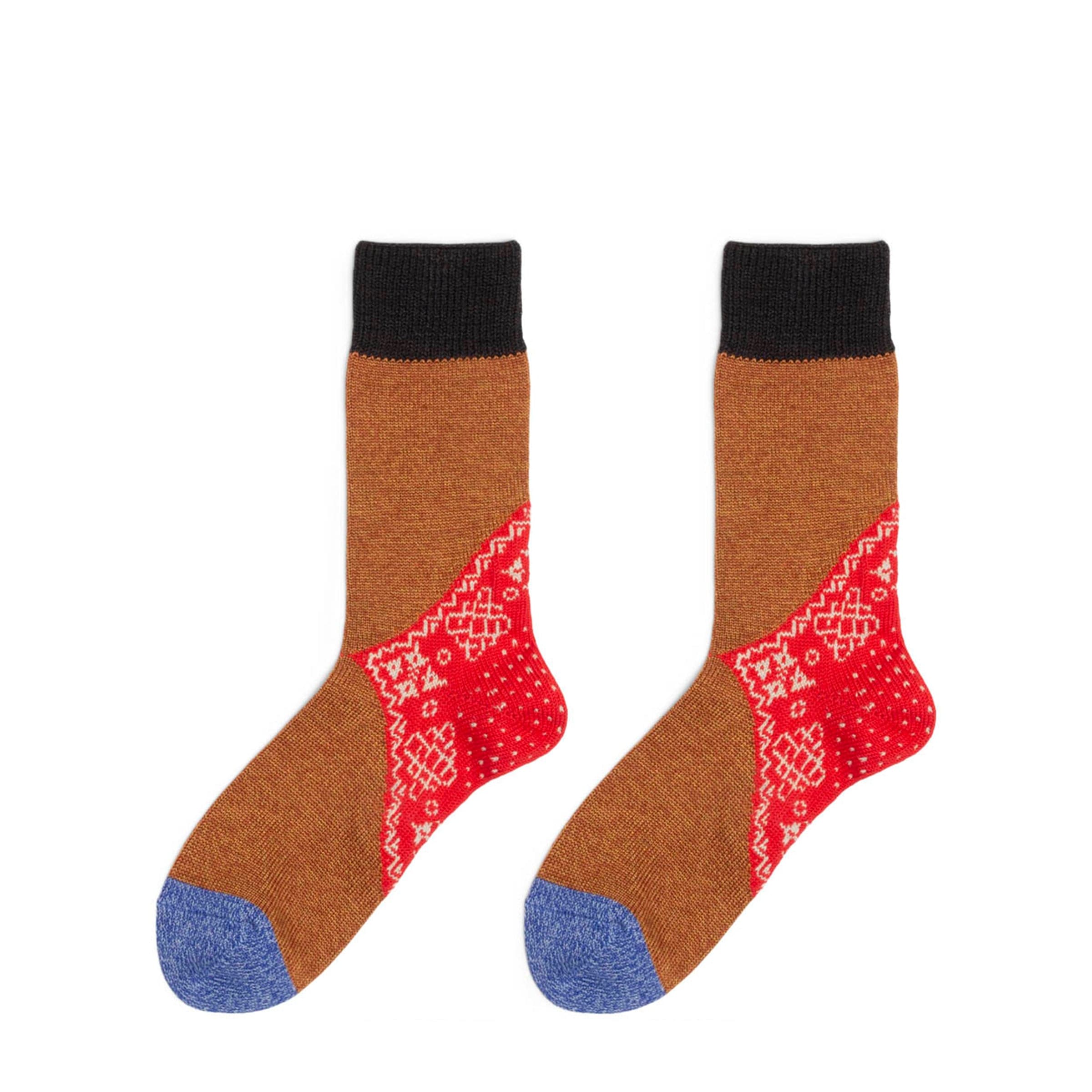 Kapital Socks RED / O/S 96 YARNS WOOL HEEL BANDANA SOCKS