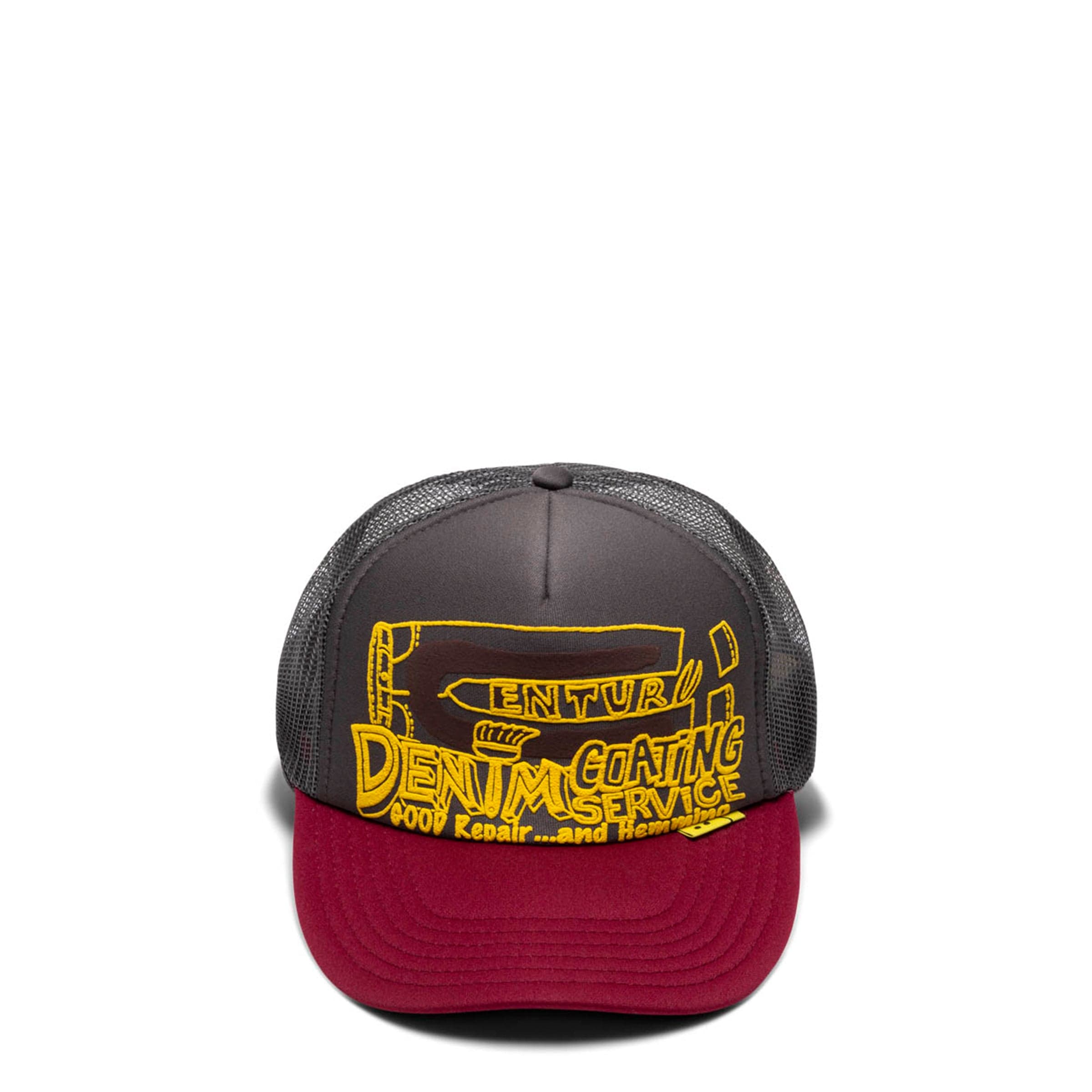 KAPITAL Headwear CHARCOAL/BURGUNDY / O/S CENTURY DENIM COATING SERVICE TRUCK HAT