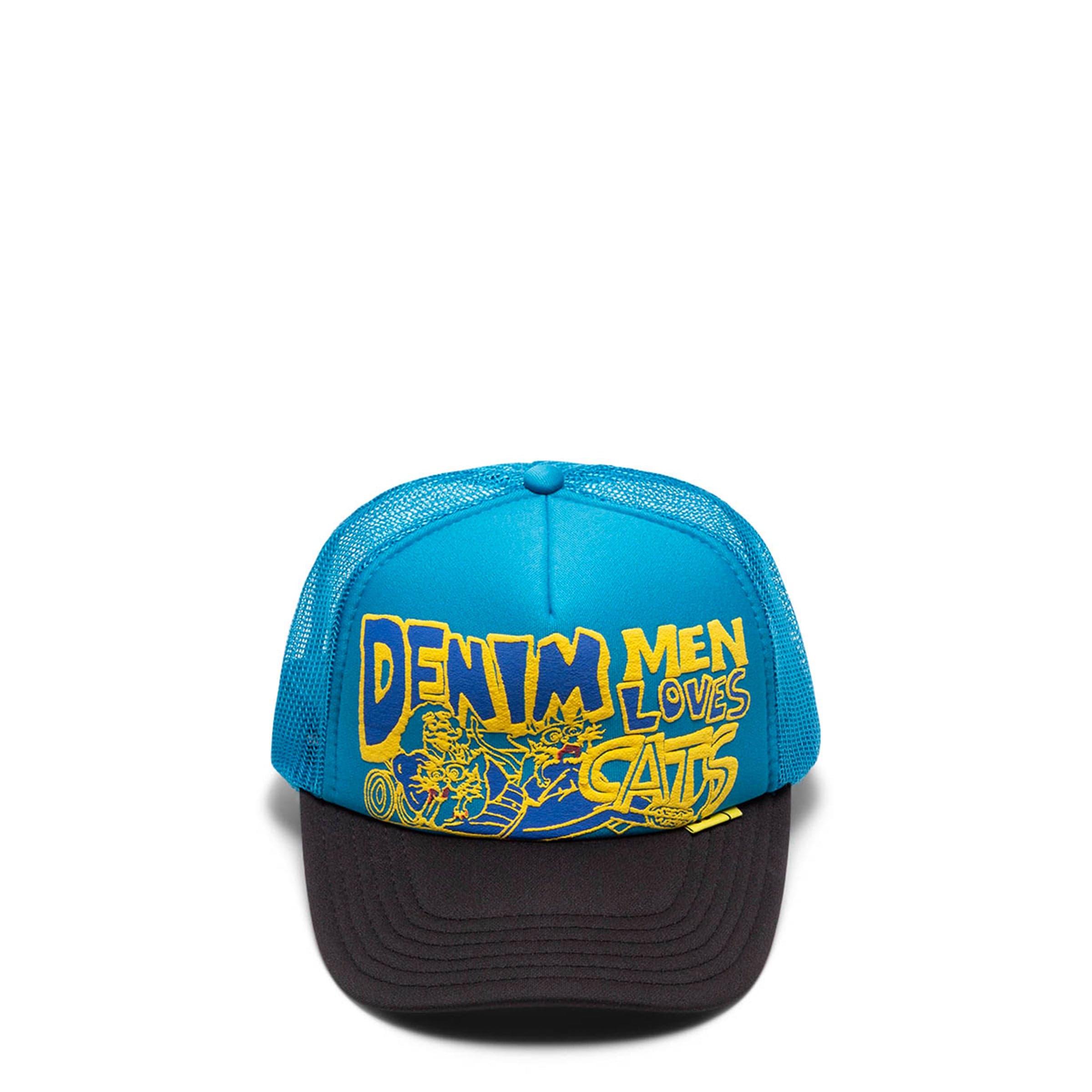 Kapital Headwear BLUE/BLACK / O/S DENIM MEN LOVE CATS TRUCKER HAT