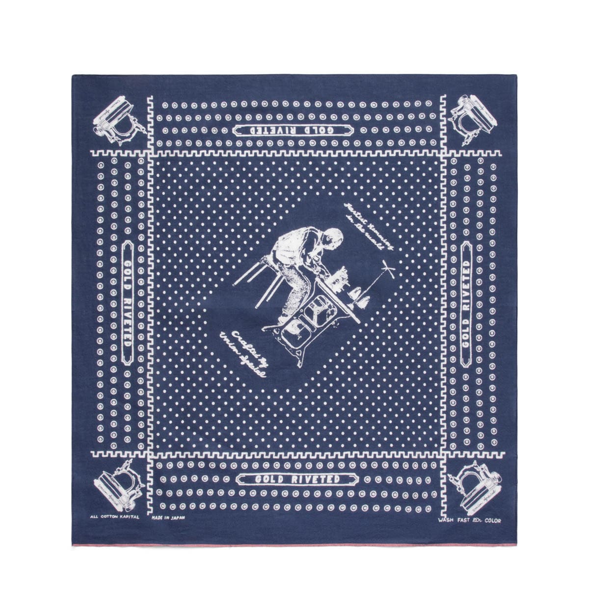 Kapital Scarves & Gloves NAVY / O/S FASTCOLOR SELVEDGE BANDANA (UNION MASTER)