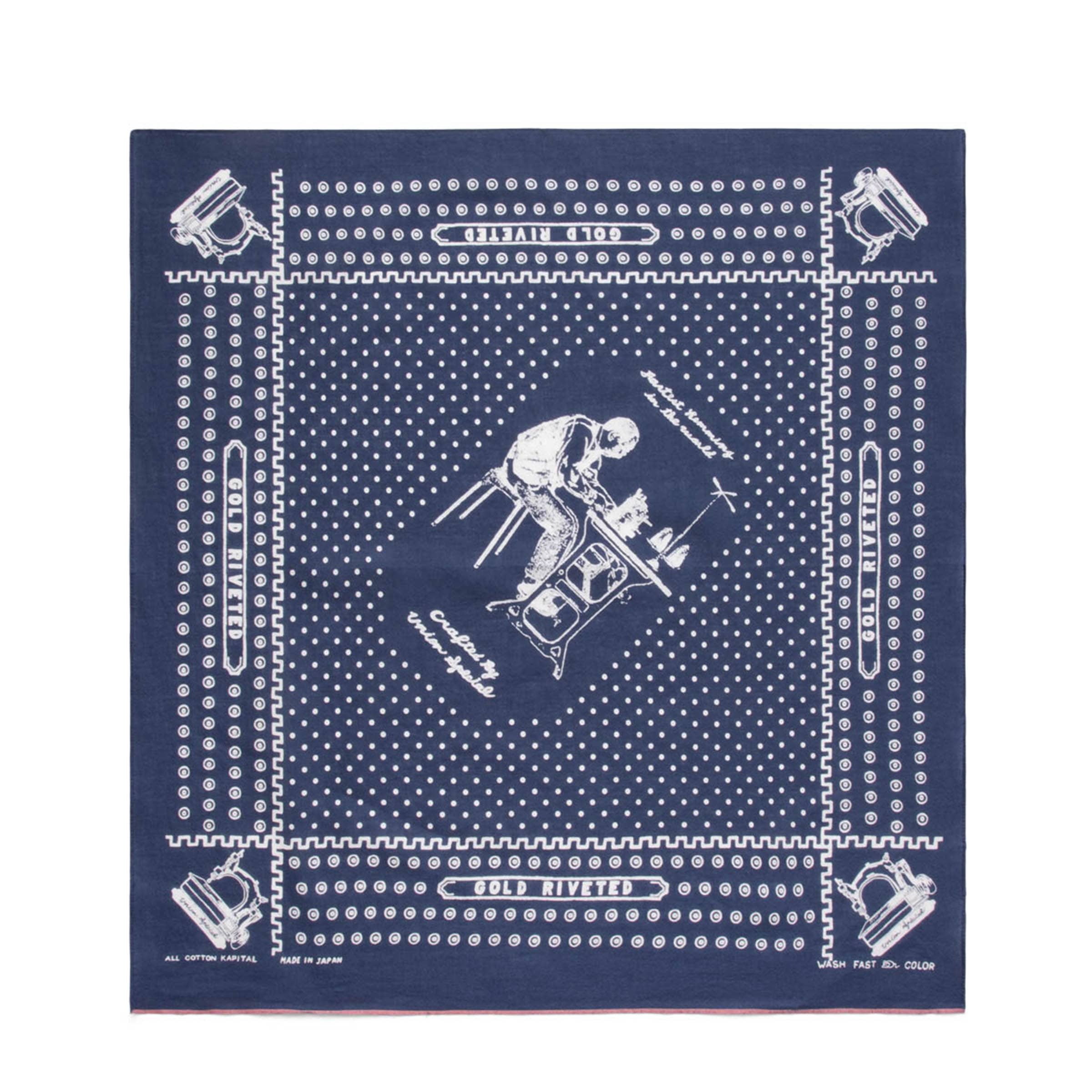 Kapital Scarves & Gloves NAVY / O/S FASTCOLOR SELVEDGE BANDANA (UNION MASTER)