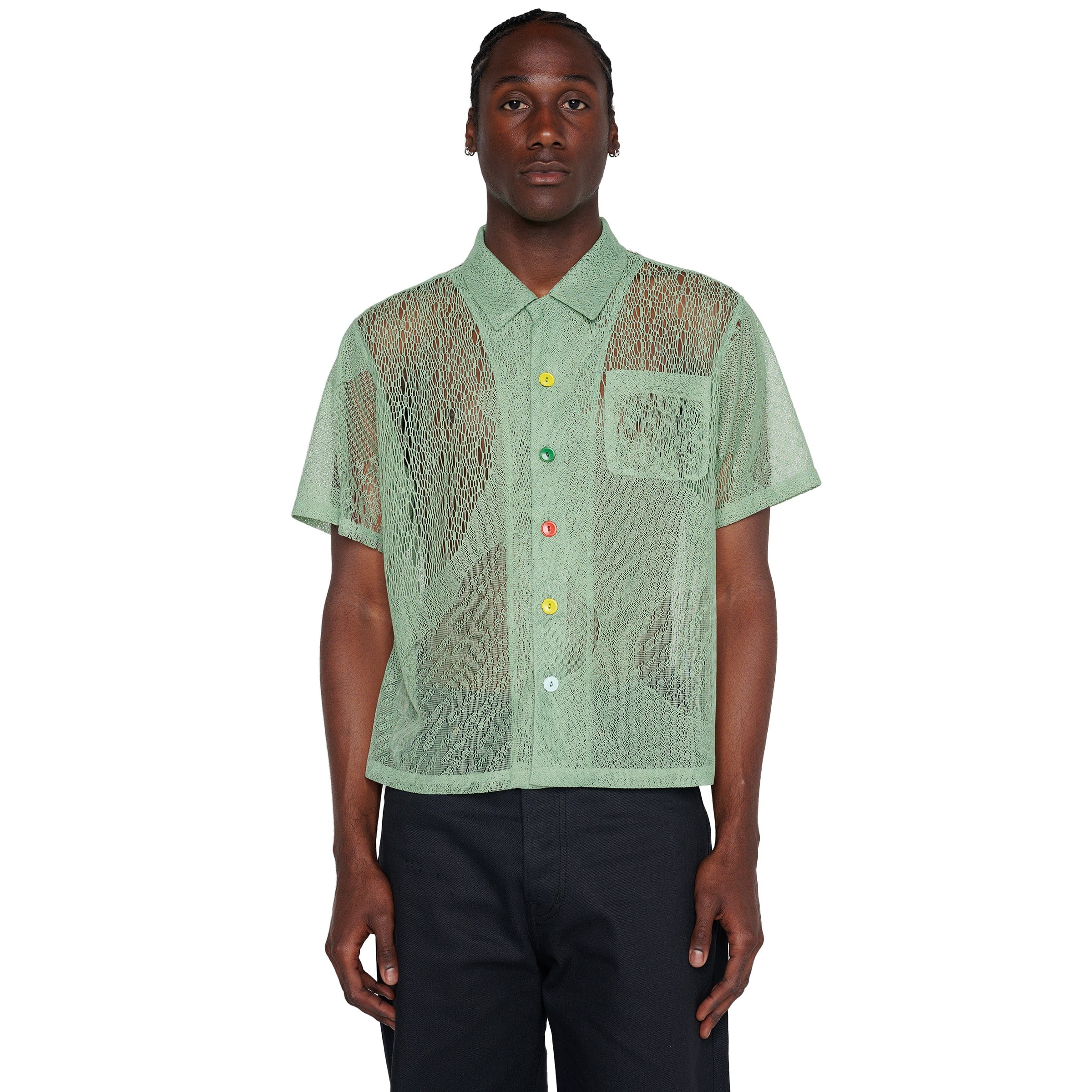 Brain Dead Shirts ENGINEERED MESH SHORT SLEEVE BUTTON UP