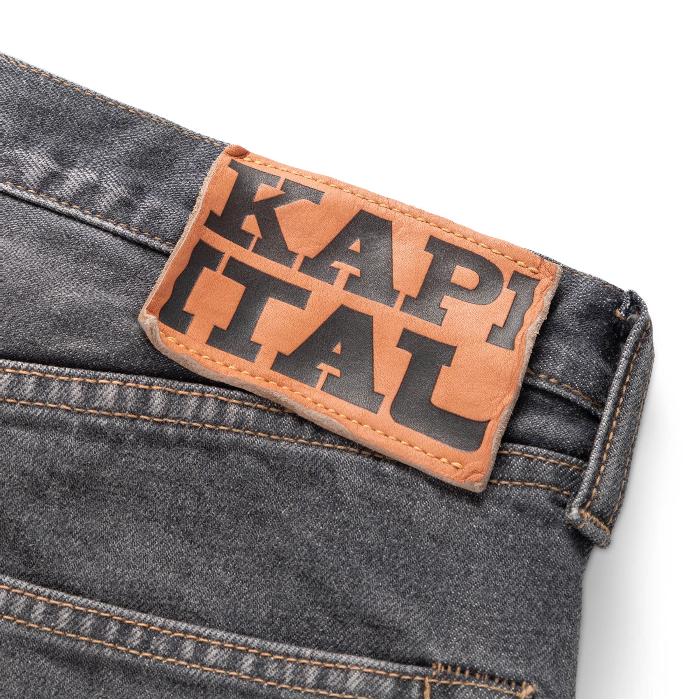 Kapital Pants 14OZ BLK DENIM 5P MONKEY CISCO (STUDS)