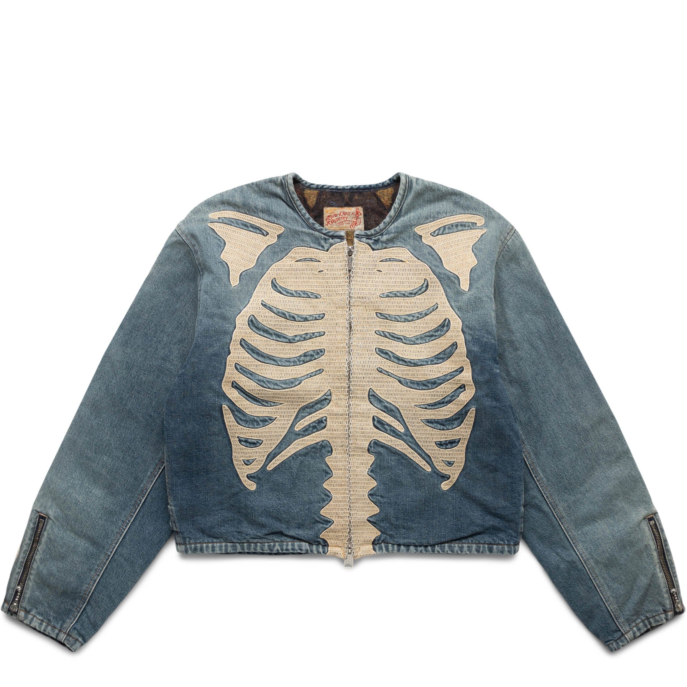 Kapital Outerwear 14OZ DENIM KOUNTRY MOTOCROSS JACKET (BONE)