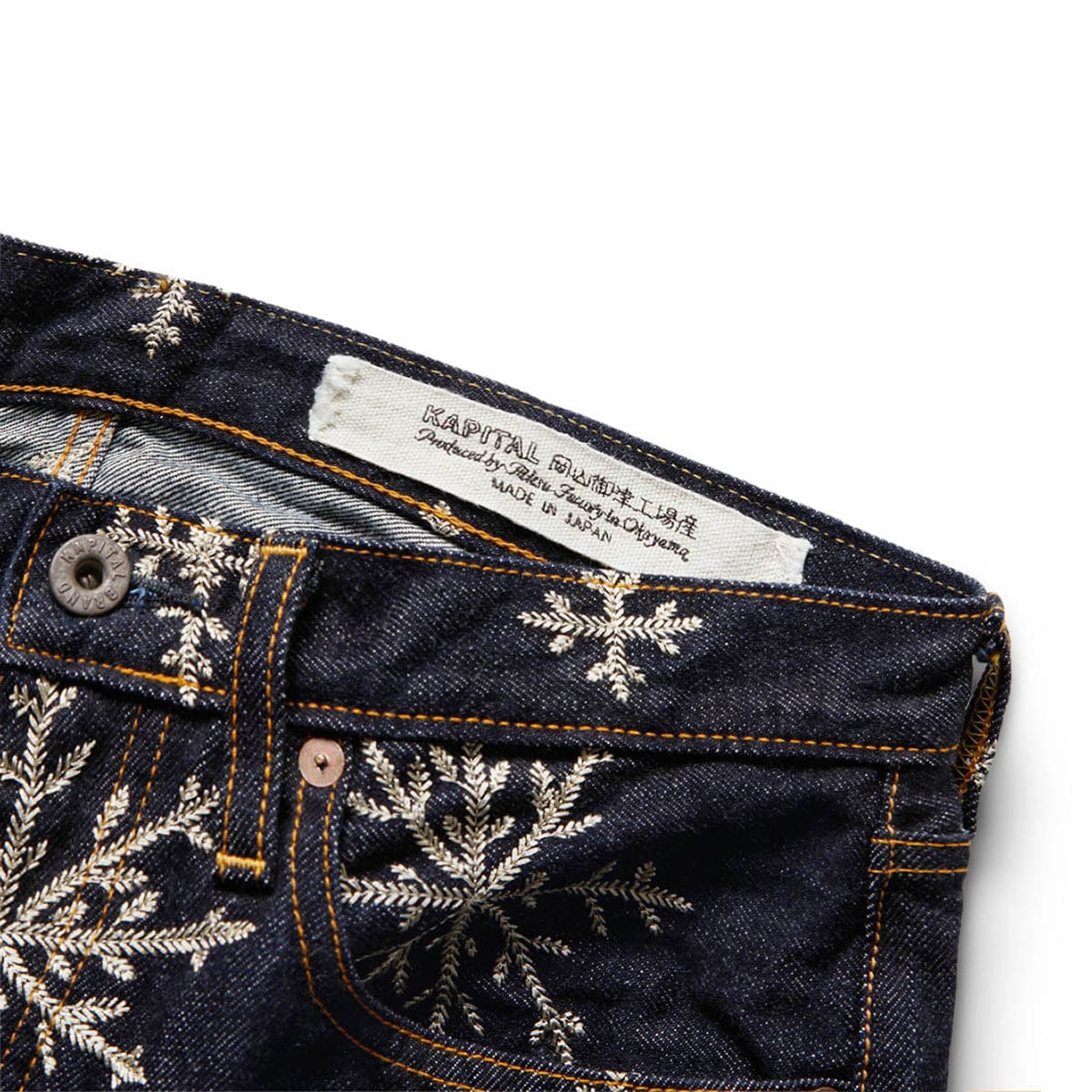 Kapital Bottoms 14OZ DENIM SNOW EMBROIDERY 5P TH STRAIGHT