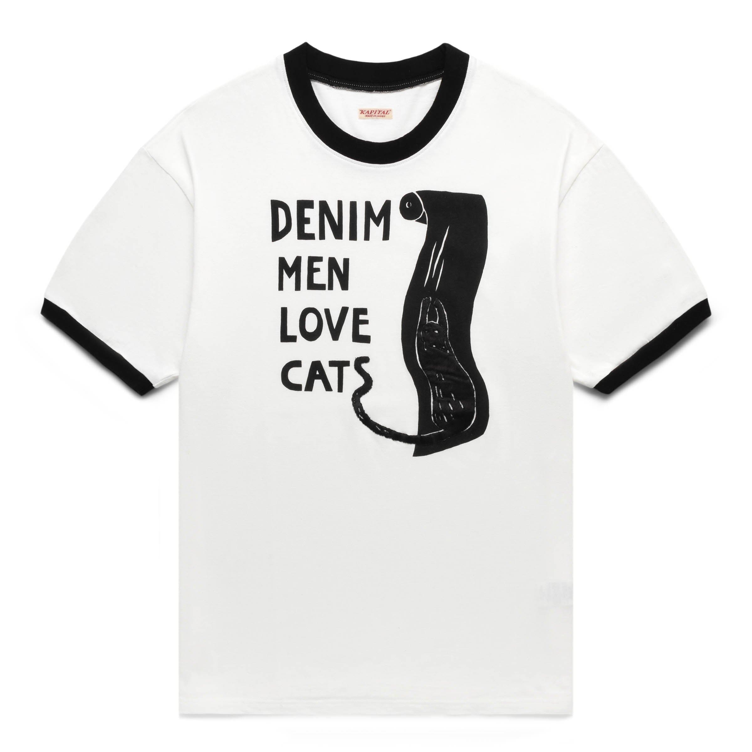 Kapital T-Shirts 20/- JERSEY RINGER T (DENIM MEN LOVE CATS SCRATCH)