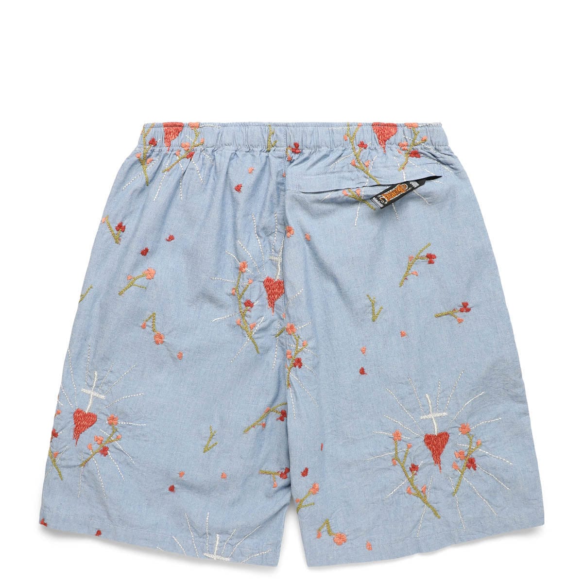 Kapital Bottoms CHAMBRAY CORAZON EMBROIDERY EASY SHORTS