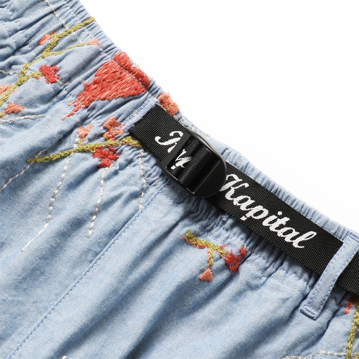 Kapital Bottoms CHAMBRAY CORAZON EMBROIDERY EASY SHORTS