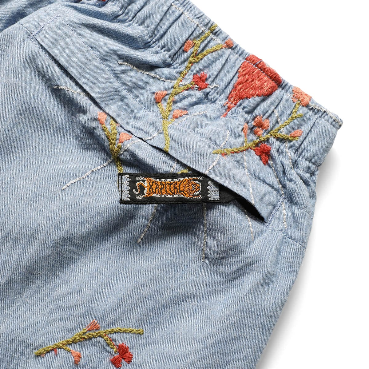 Kapital Bottoms CHAMBRAY CORAZON EMBROIDERY EASY SHORTS