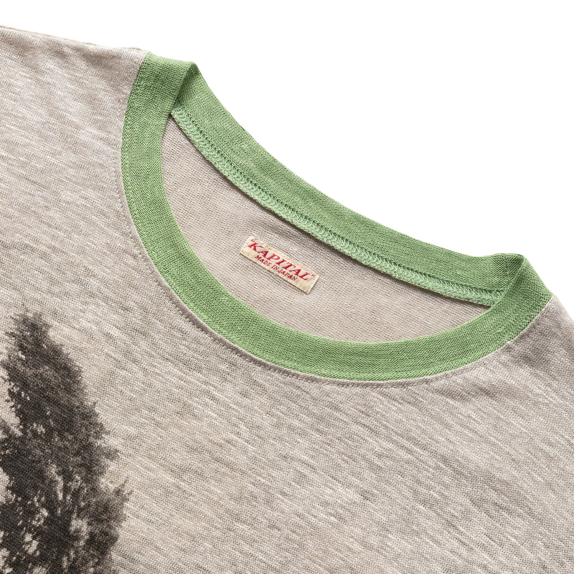 Kapital T-Shirts LINEN JERSEY RINGER T (CONIFER & G.G.G.)