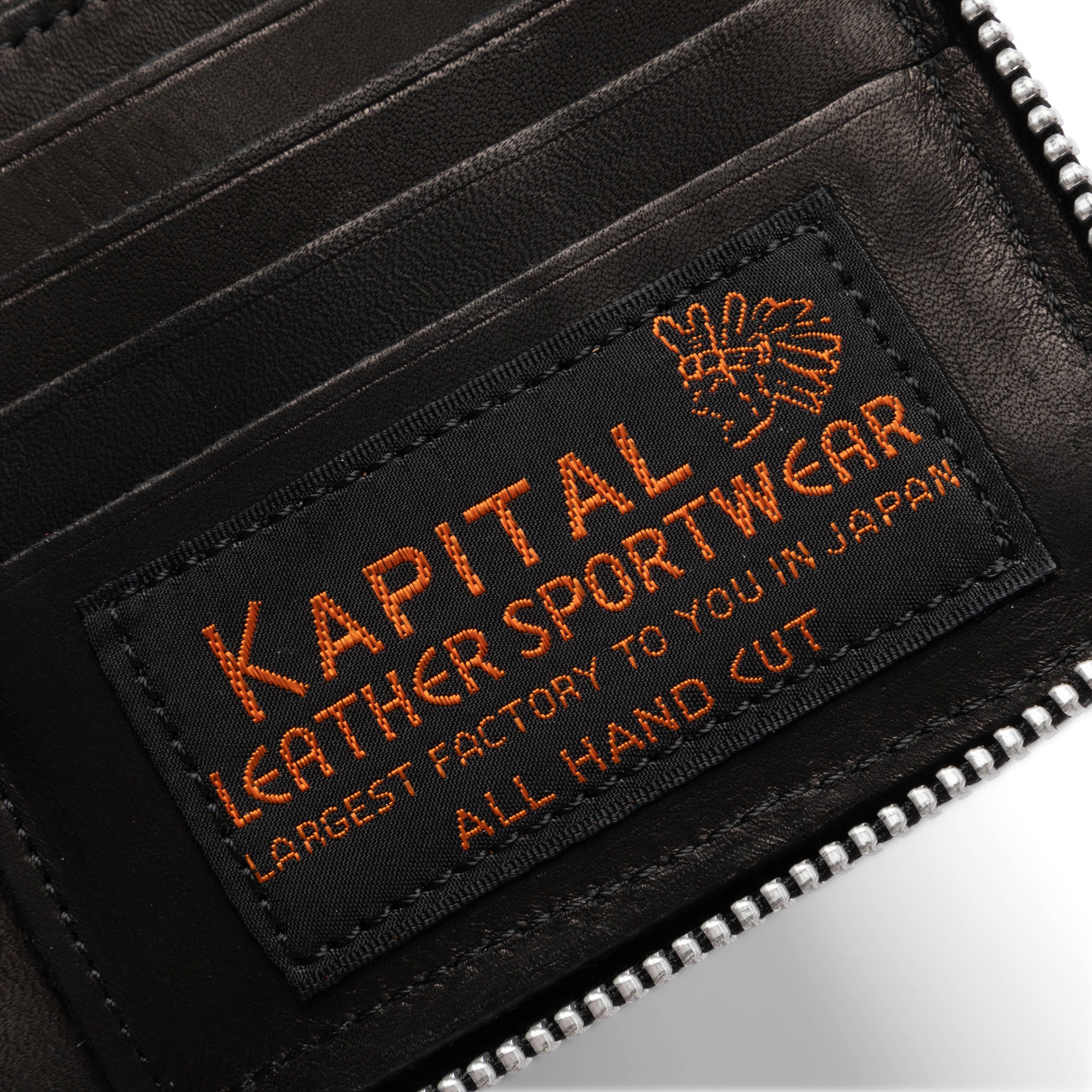 Kapital Wallets & Cases BLACK / O/S THUMB UP BONE HAND ZIP WALLET