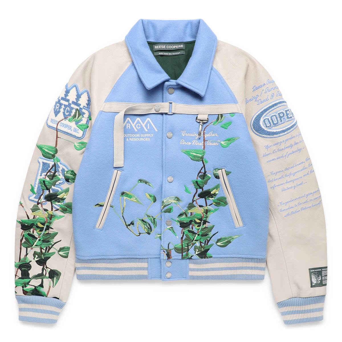 Reese Cooper Outerwear EMBROIDERED VINES VARSITY JACKET