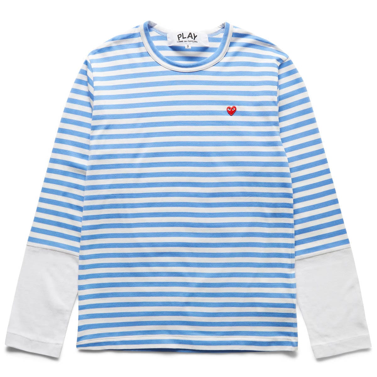 Comme des Garçons Play T-Shirts STRIPED WHITE SLEEVE T-SHIRT