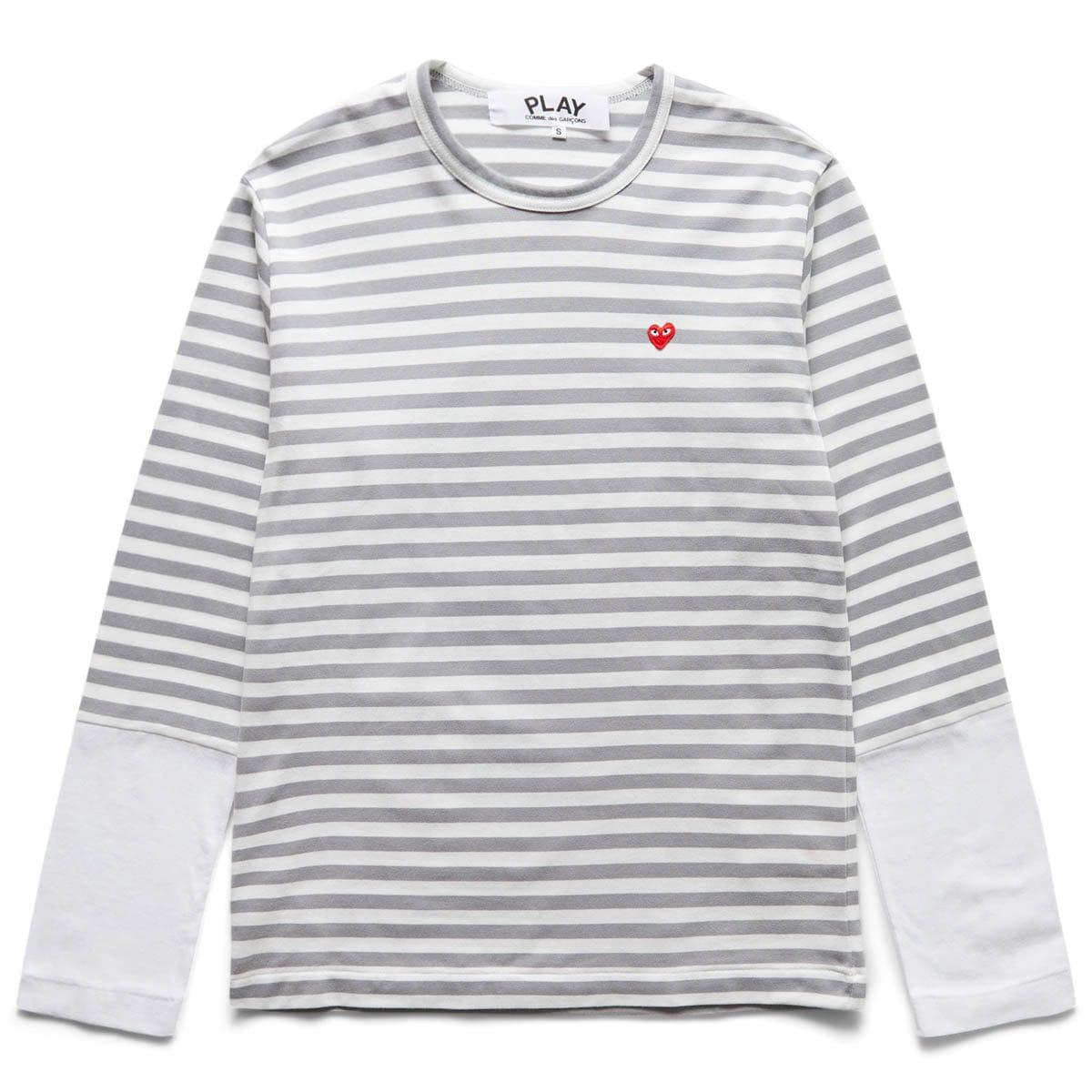 Comme des Garçons Play T-Shirts STRIPED WHITE SLEEVE T-SHIRT