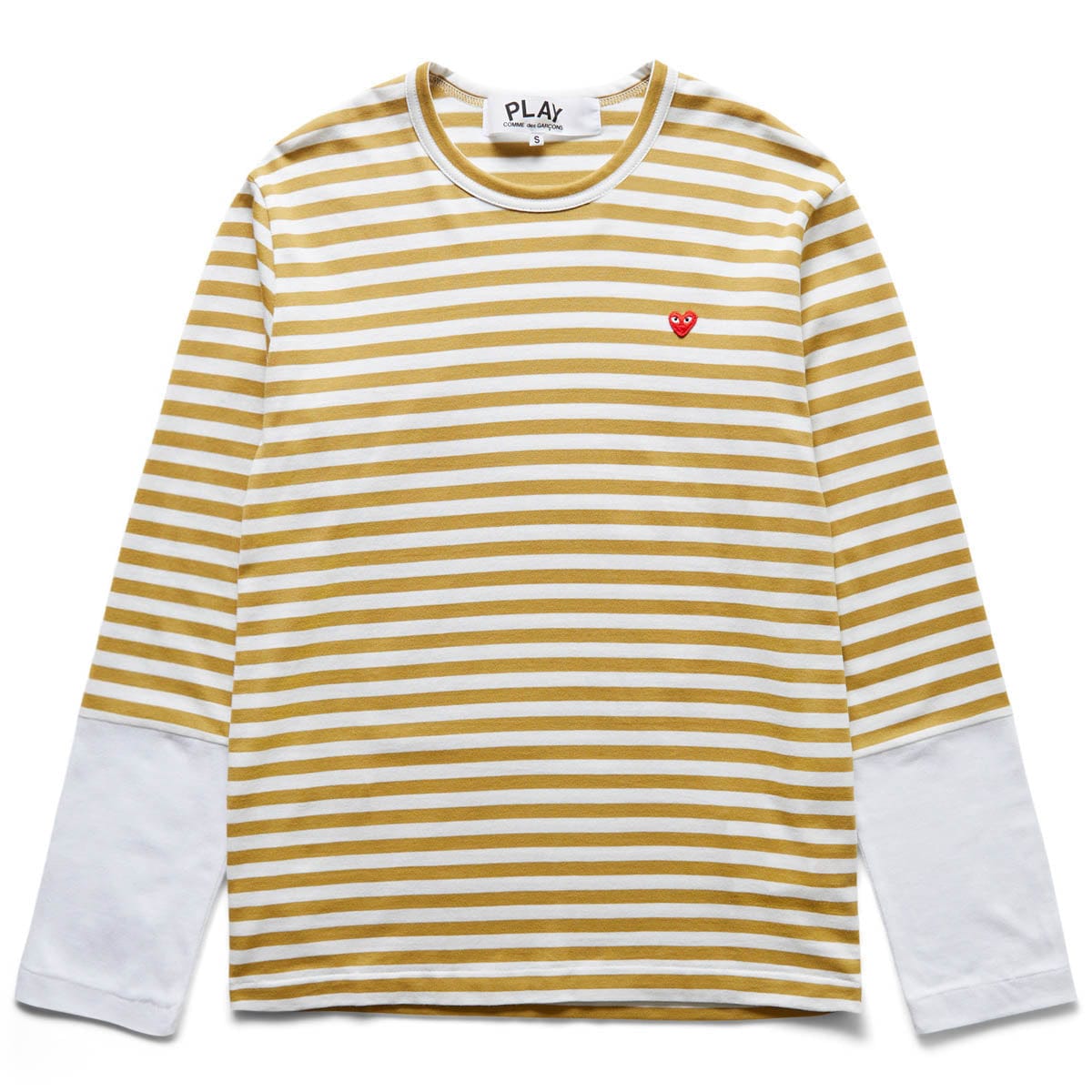 Comme des Garçons Play T-Shirts STRIPED WHITE SLEEVE T-SHIRT