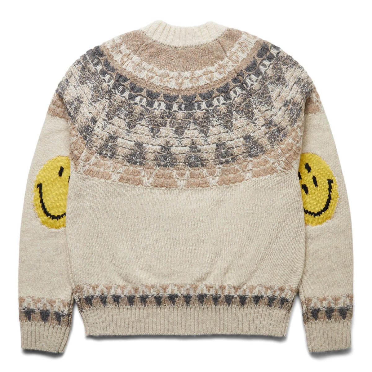 Kapital Knitwear 5G WOOL NORDIC SMILIE PATCH RAGLAN SWEATER