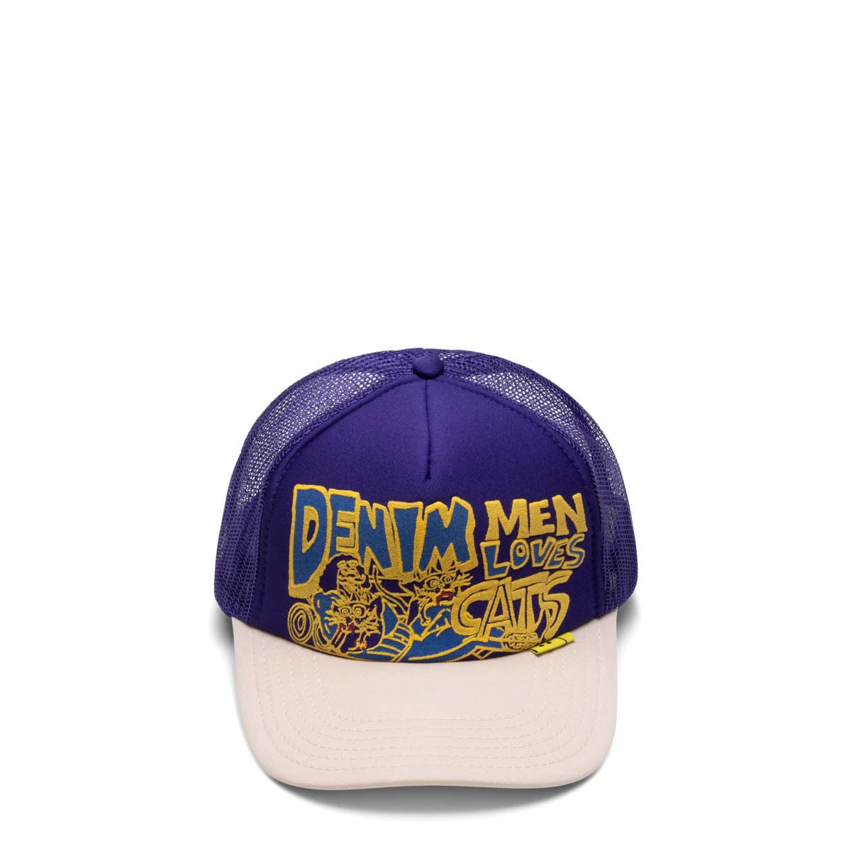 Kapital Headwear ECRU/PURPLE / O/S DENIM MEN LOVE CATS TRUCKER CAP