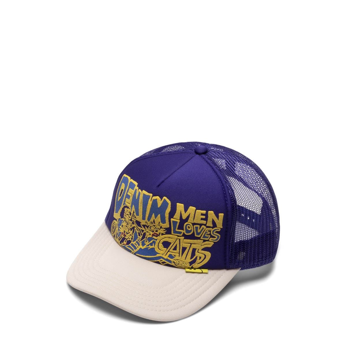 Kapital Headwear ECRU/PURPLE / O/S DENIM MEN LOVE CATS TRUCKER CAP