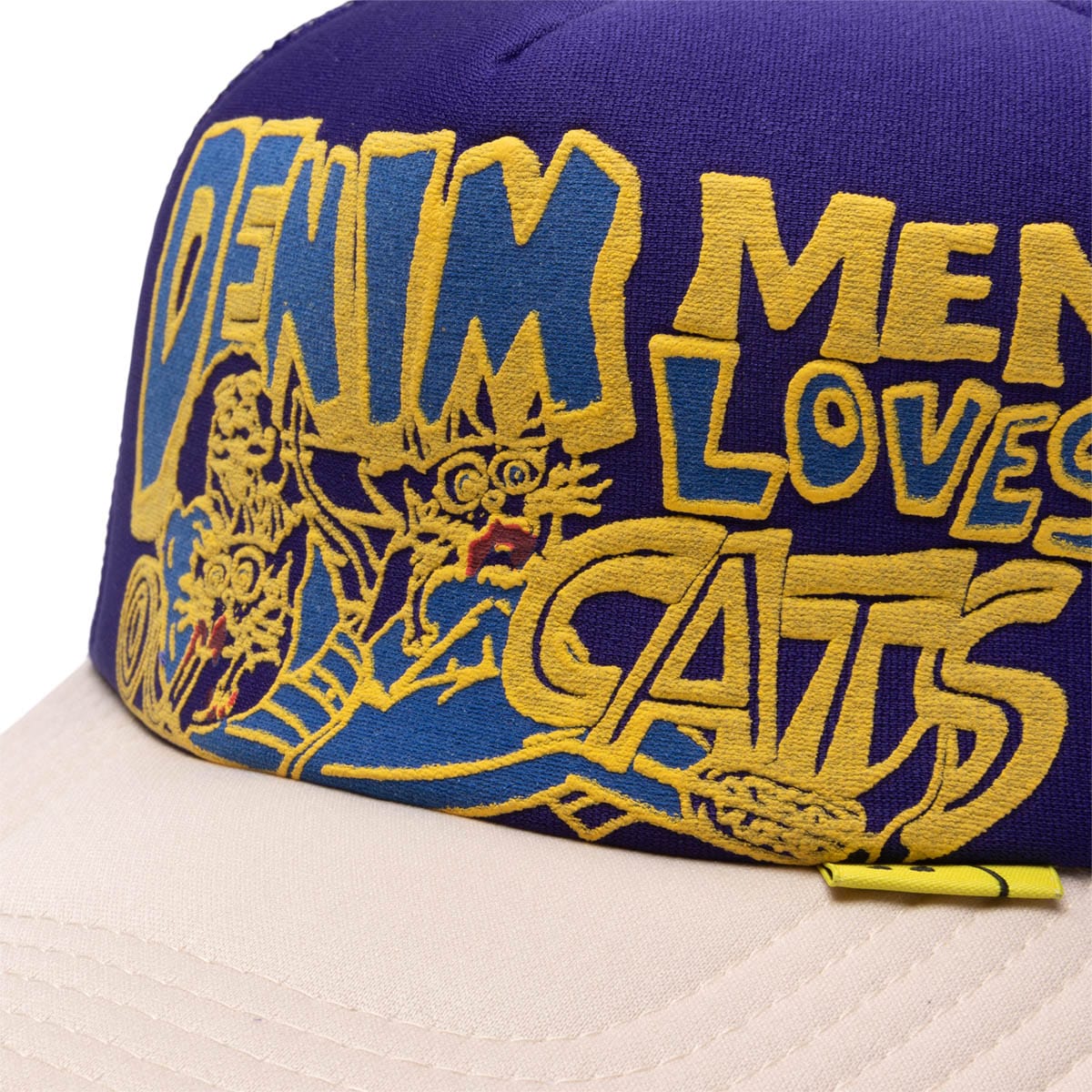 Kapital Headwear ECRU/PURPLE / O/S DENIM MEN LOVE CATS TRUCKER CAP